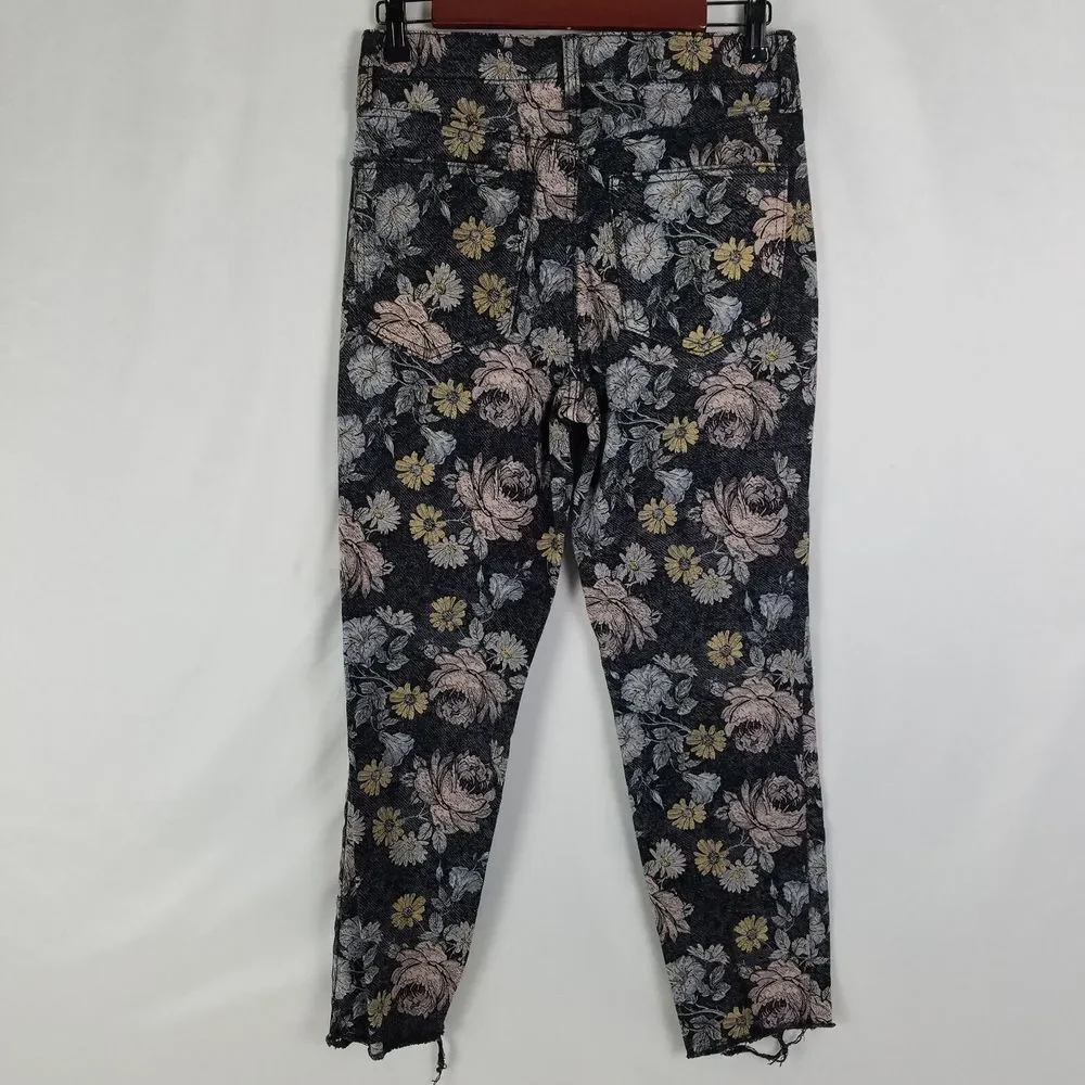 Celebrity Pink Jeans Juniors 3 Black High Rise Womens Mom‎ Floral Raw Hem Denim